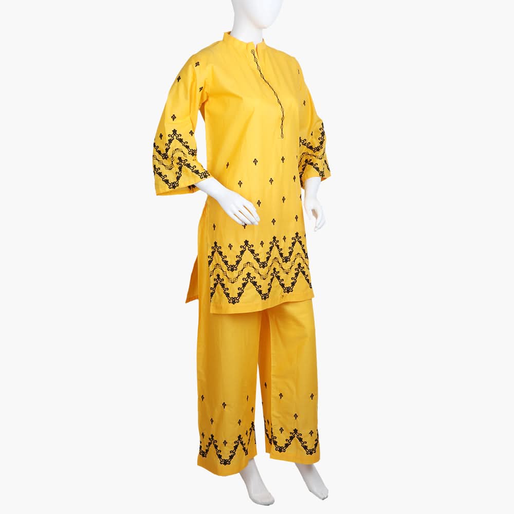 Women's Embroidered 2Pcs Suit - Yellow, Women Shalwar Suits, Chase Value, Chase Value