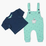 Newborn Boys Full Sleeves Romper 2pcs - Cyan, Newborn Boys Winterwear, Chase Value, Chase Value