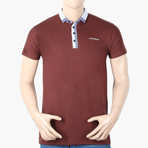 Men's Half Sleeves Polo T-Shirt - Dark Brown, Men's T-Shirts & Polos, Chase Value, Chase Value