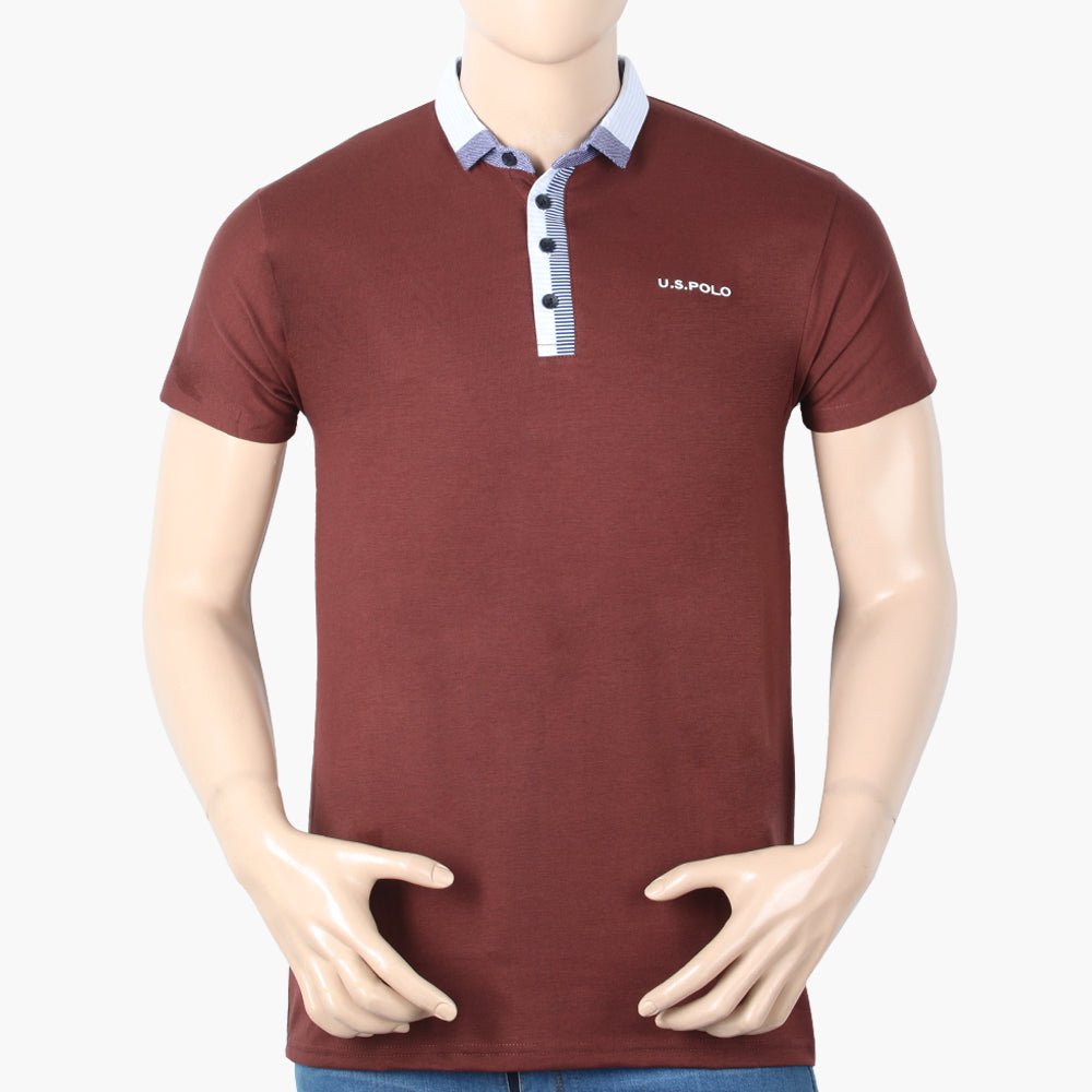 Men's Half Sleeves Polo T-Shirt - Dark Brown, Men's T-Shirts & Polos, Chase Value, Chase Value