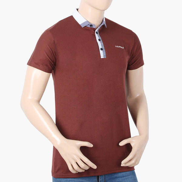 Men's Half Sleeves Polo T-Shirt - Dark Brown, Men's T-Shirts & Polos, Chase Value, Chase Value