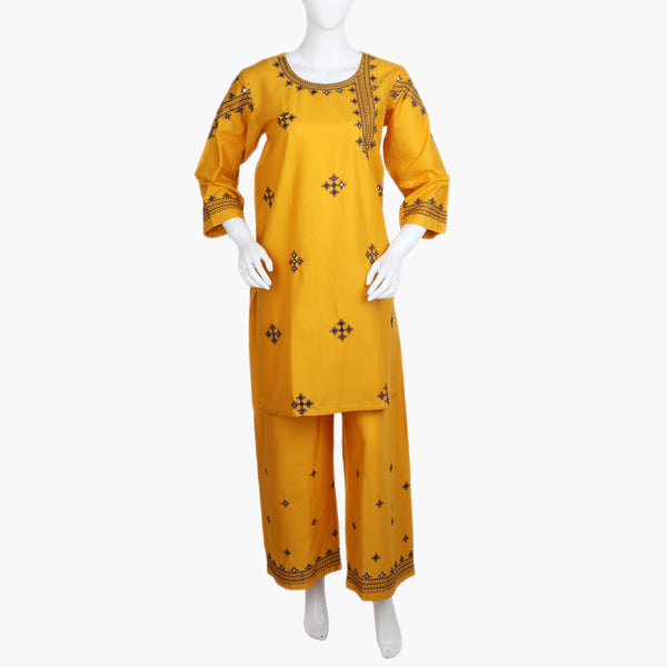 Women's Embroidered 2Pcs Suit - Yellow, Women Shalwar Suits, Chase Value, Chase Value