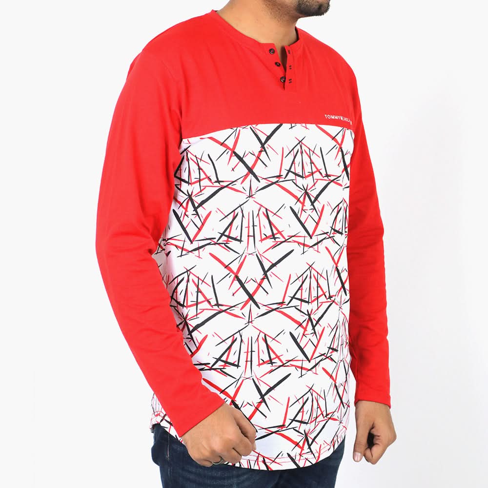 Men's Full Sleeves Round Neck T-Shirt - Red, Men's T-Shirts & Polos, Chase Value, Chase Value