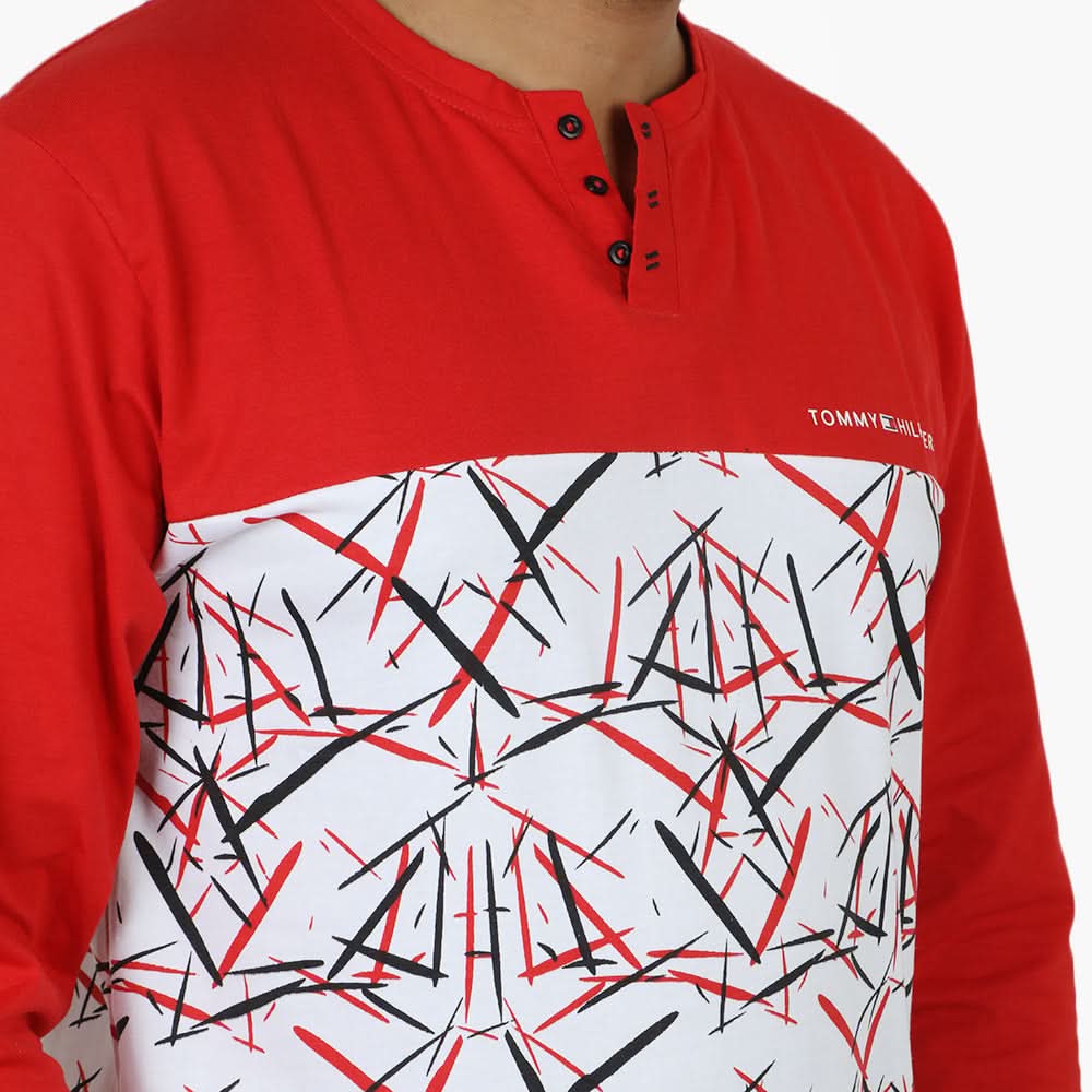 Men's Full Sleeves Round Neck T-Shirt - Red, Men's T-Shirts & Polos, Chase Value, Chase Value