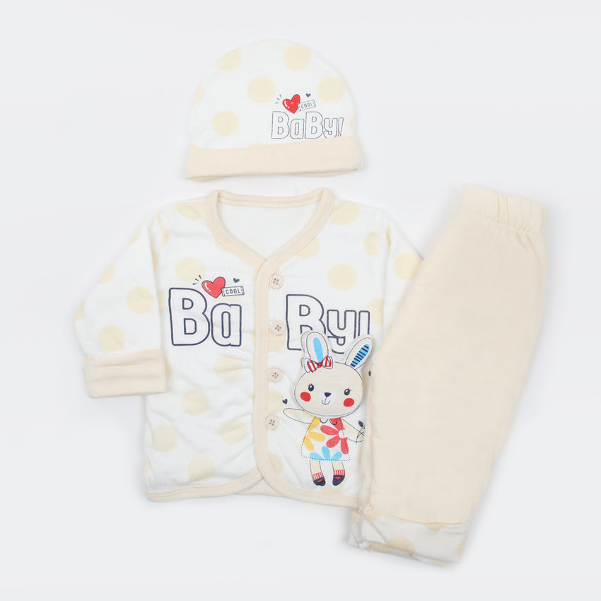 Newborn Girls Full Sleeves Suit - Fawn