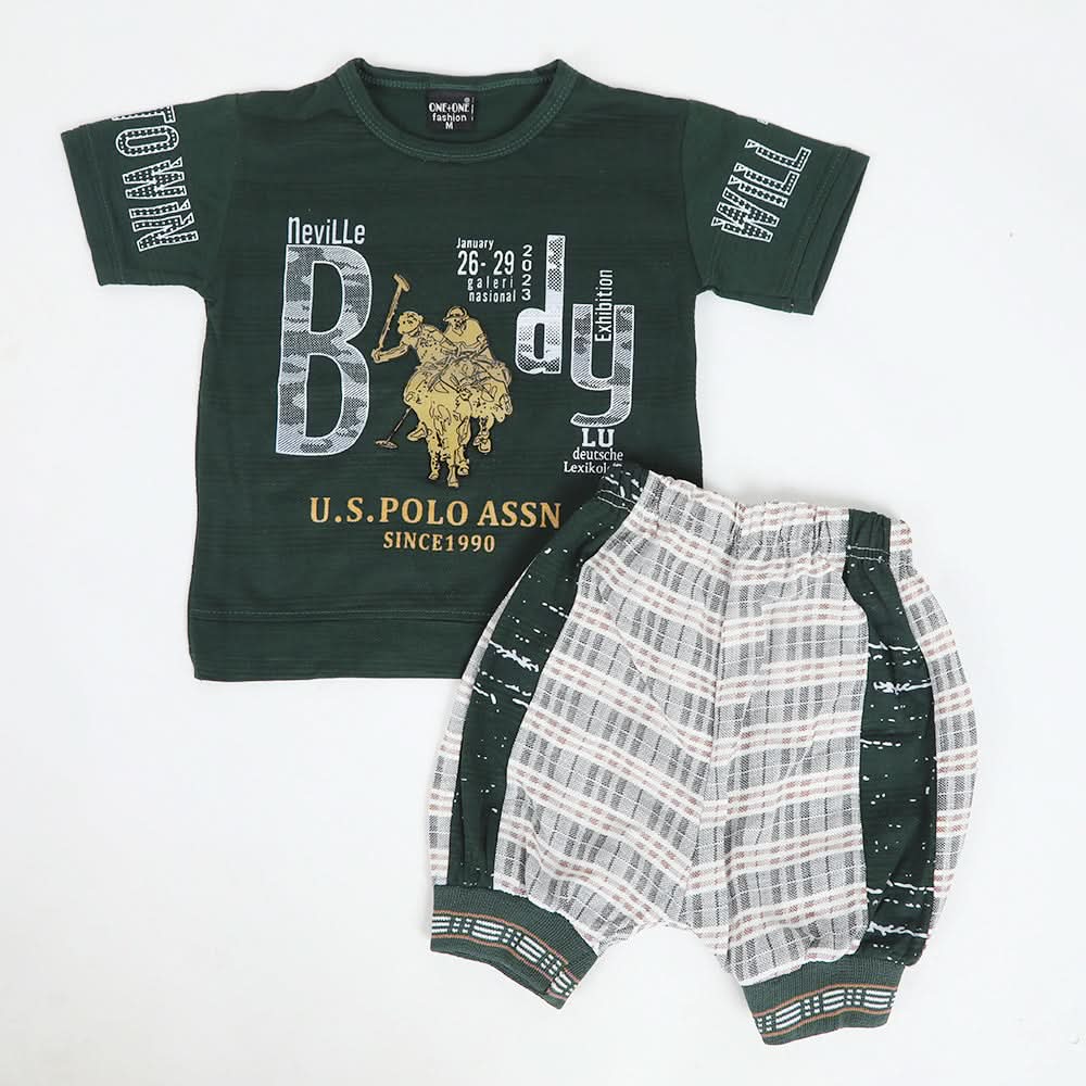 Boys Half Sleeves Suit - Olive Green, Boys Sets & Suits, Chase Value, Chase Value