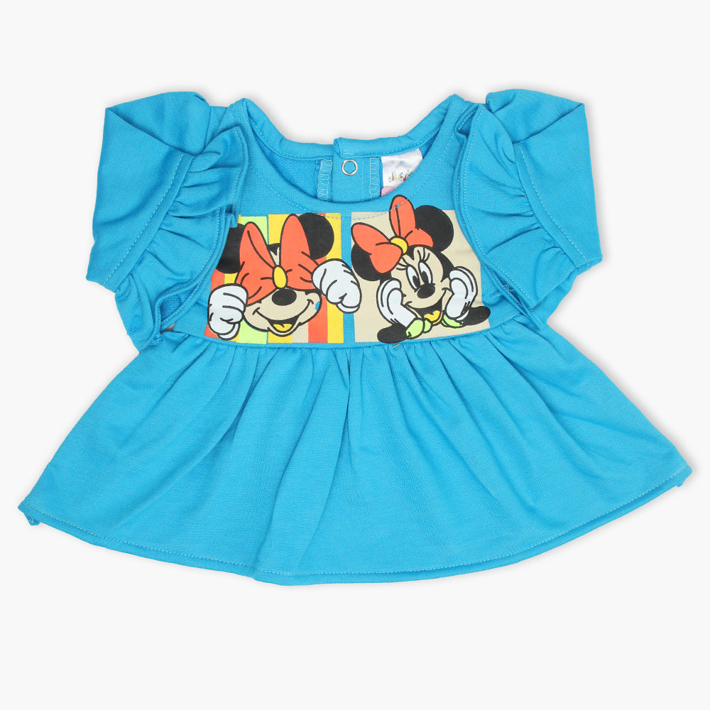 Newborn Girls Full Sleeves Frock - Sky Blue, Newborn Girls Winterwear, Chase Value, Chase Value