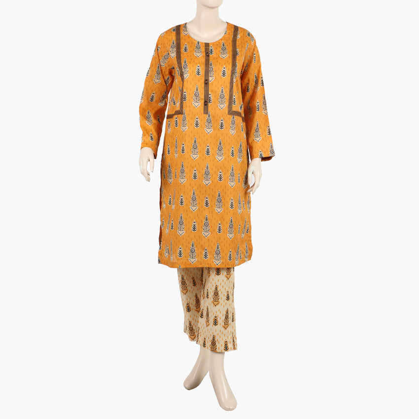 Women's Printed Co-Ord Set - Yellow, Women Shalwar Suits, Chase Value, Chase Value