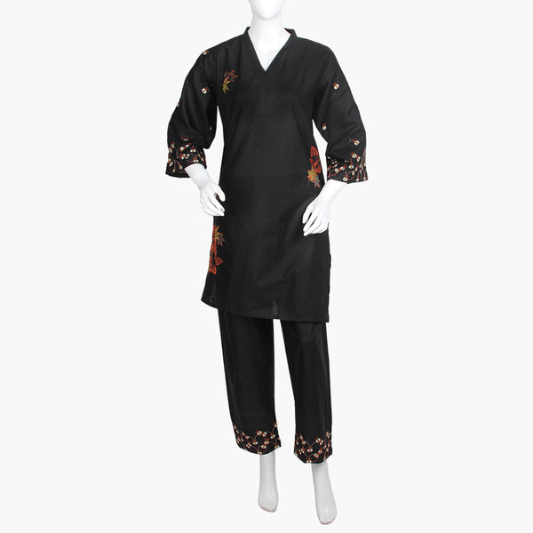 Women's Embroidered 2Pcs Suit - Black, Women Shalwar Suits, Chase Value, Chase Value