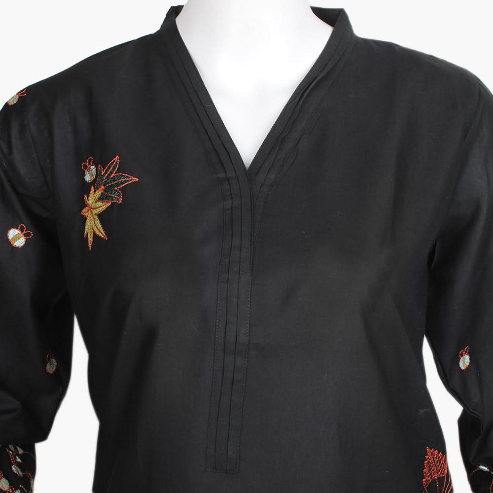 Women's Embroidered 2Pcs Suit - Black, Women Shalwar Suits, Chase Value, Chase Value