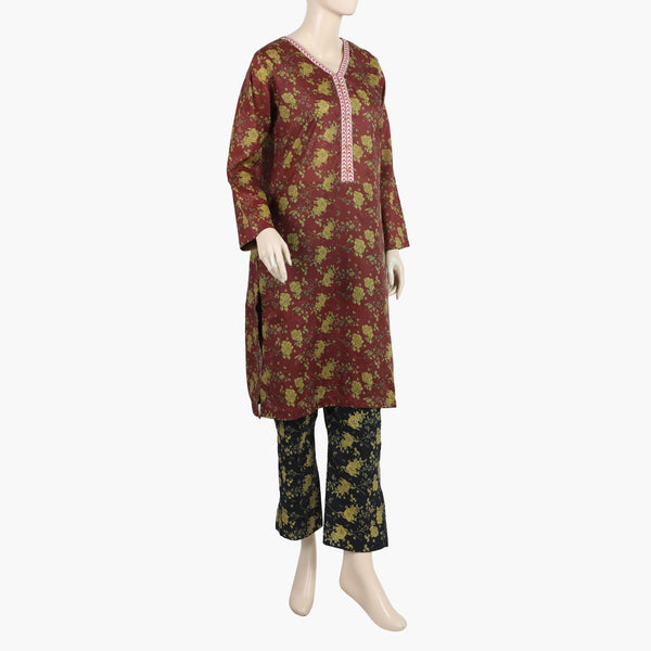 Women's Printed Co-Ord Set - Maroon, Women Shalwar Suits, Chase Value, Chase Value