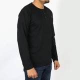 Men's Full Sleeves Henley T-Shirt - Black, Men's T-Shirts & Polos, Chase Value, Chase Value