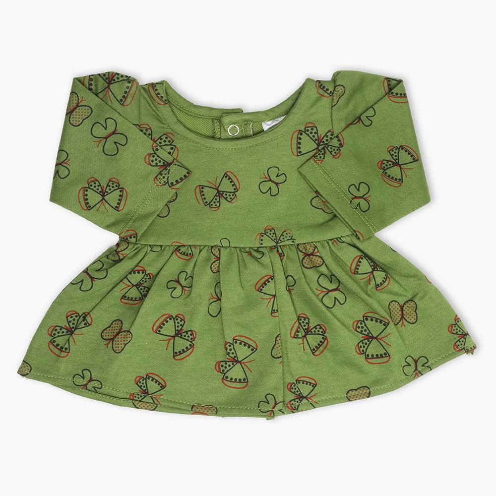 Newborn Girls Full Sleeves Frock - Green, Newborn Girls Winterwear, Chase Value, Chase Value