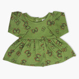 Newborn Girls Full Sleeves Frock - Green, Newborn Girls Winterwear, Chase Value, Chase Value