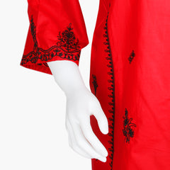 Women's Embroidered Kurti - Red, Women Ready Kurtis, Chase Value, Chase Value