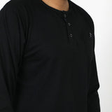 Men's Full Sleeves Henley T-Shirt - Black, Men's T-Shirts & Polos, Chase Value, Chase Value