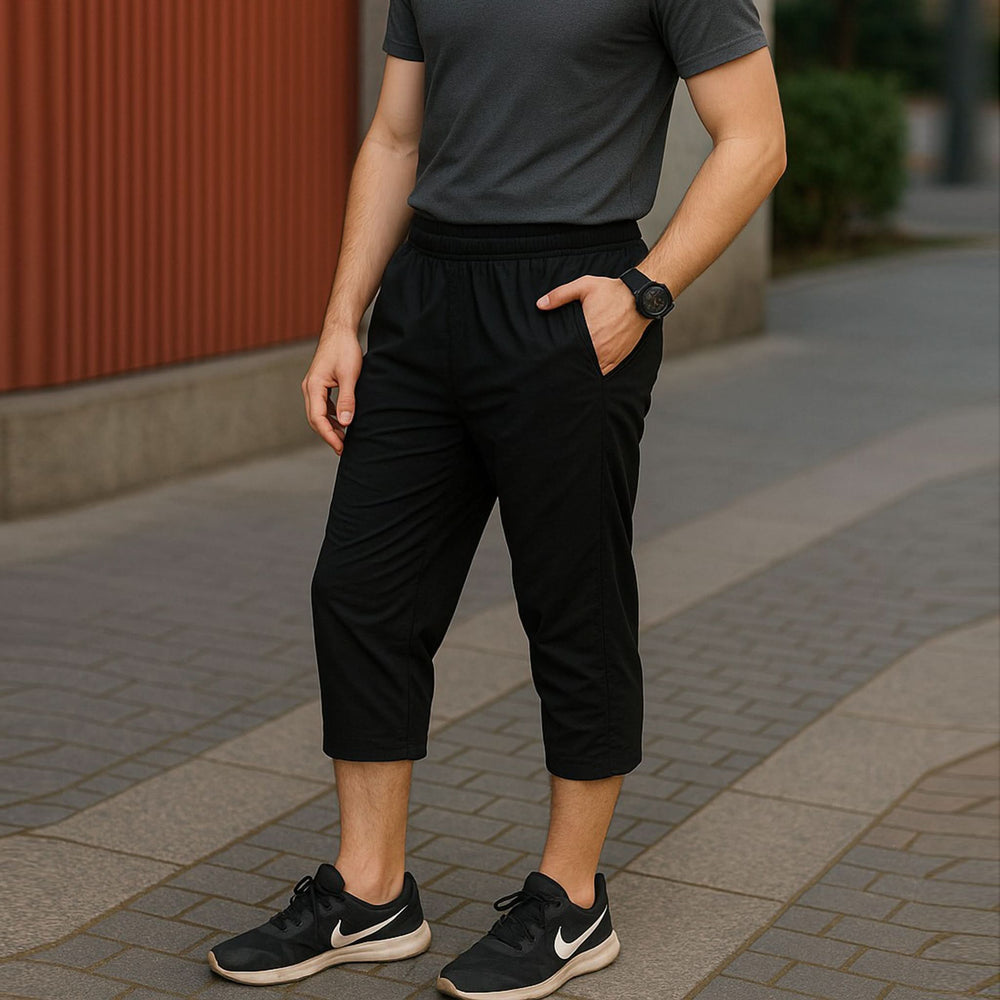 Men's Plain 3Qtr - Black, Men's Shorts, Chase Value, Chase Value