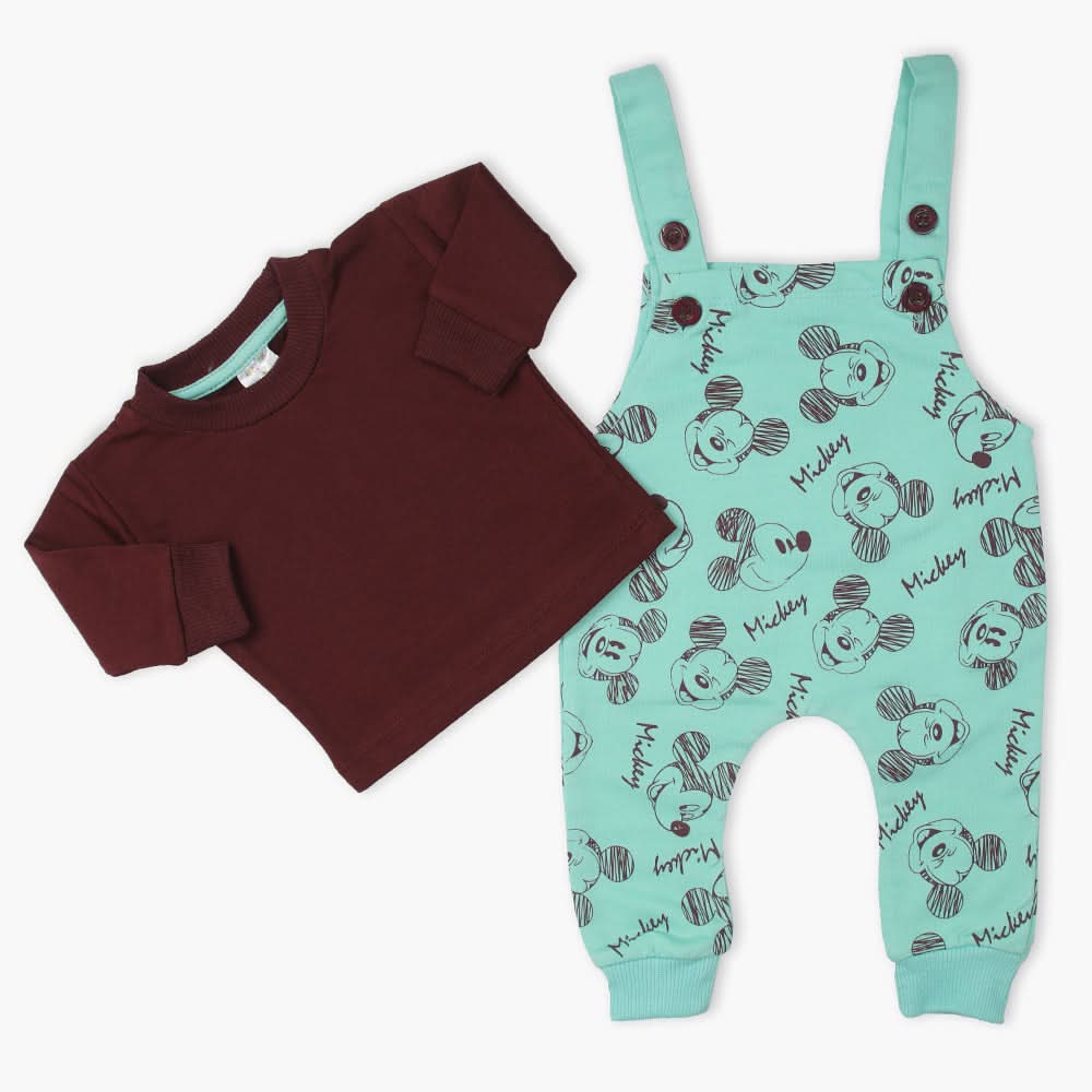 Newborn Boys Full Sleeves Romper 2pcs - Cyan, Newborn Boys Winterwear, Chase Value, Chase Value