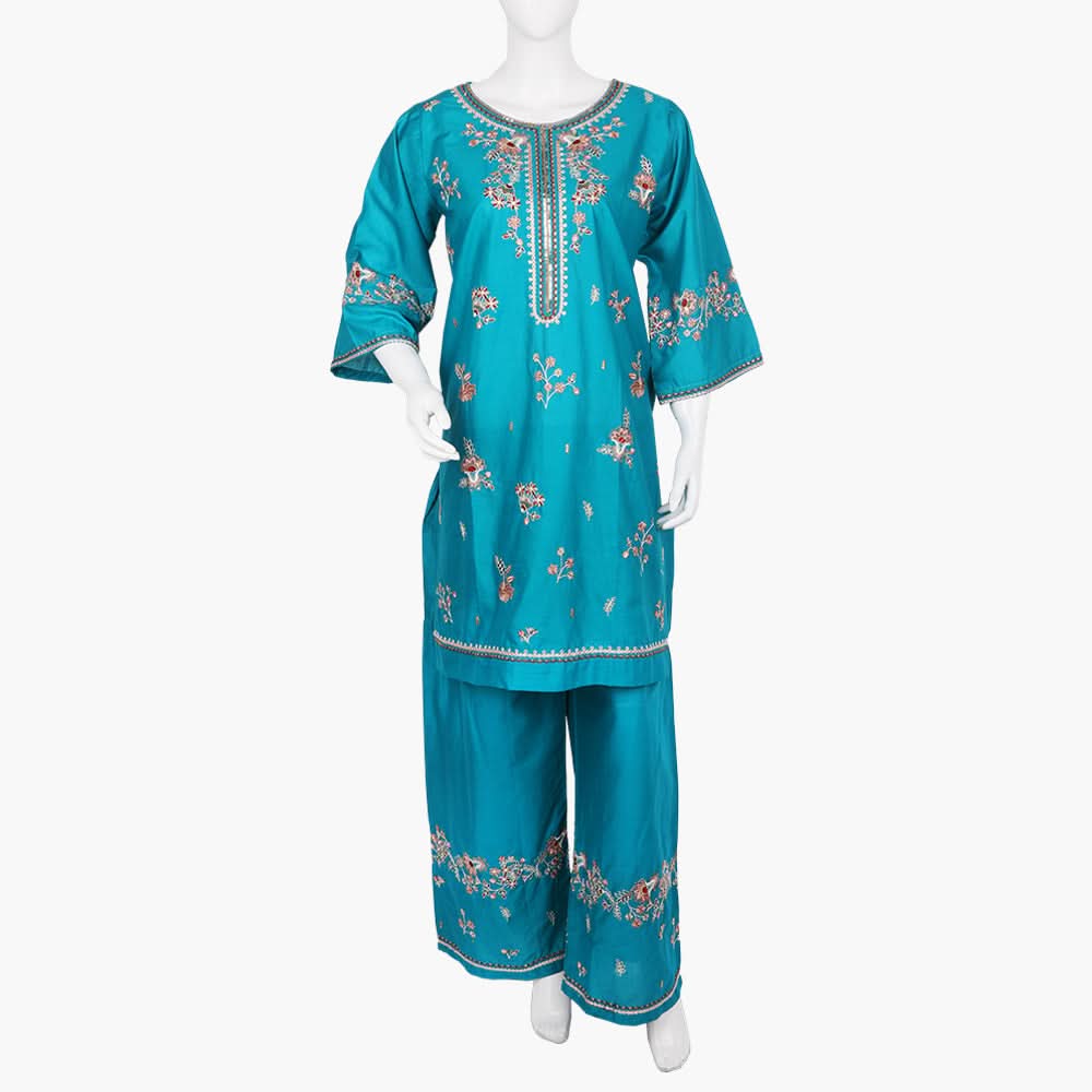 Women's Embroidered 2Pcs Suit - Sea Green, Women Shalwar Suits, Chase Value, Chase Value