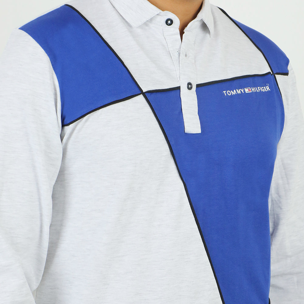 Men's Full Sleeves Polo T-Shirt - Grey, Men's T-Shirts & Polos, Chase Value, Chase Value