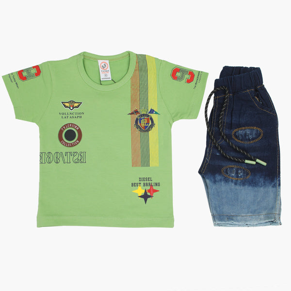 Boys Half Sleeves Suit - Green, Boys Sets & Suits, Chase Value, Chase Value