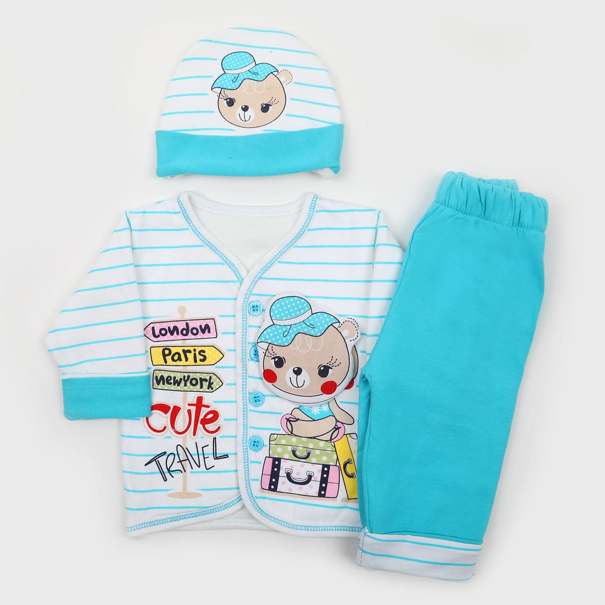 Newborn Girls Full Sleeves Suit - Blue, Newborn Girls Sets & Suits, Chase Value, Chase Value