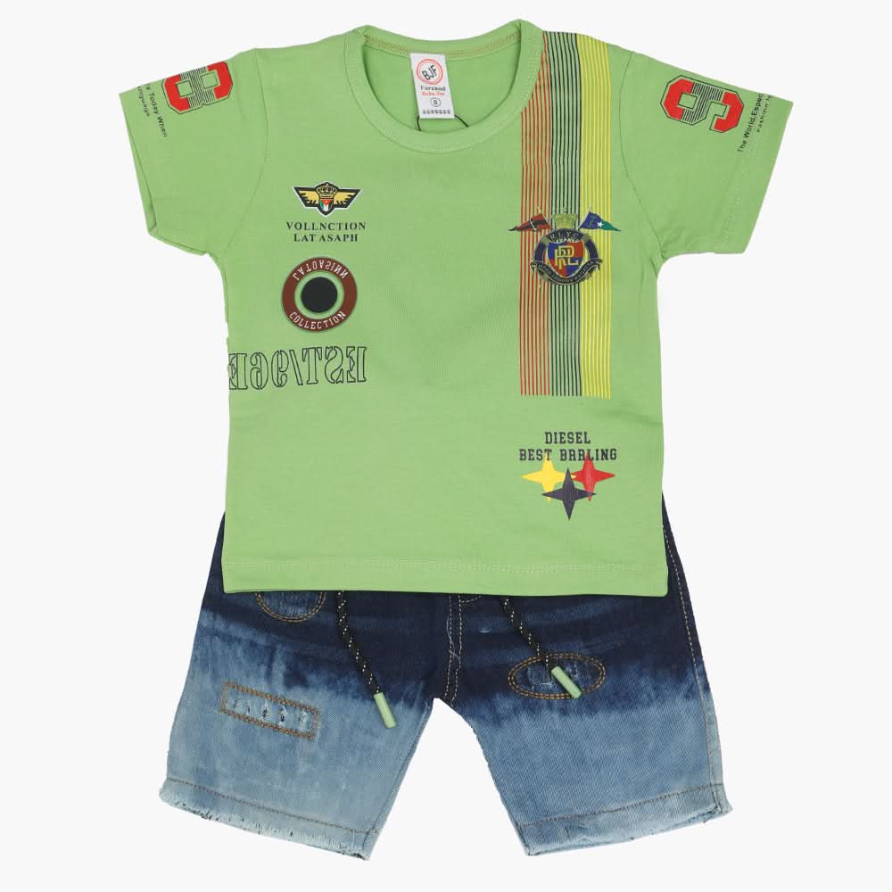 Boys Half Sleeves Suit - Green, Boys Sets & Suits, Chase Value, Chase Value