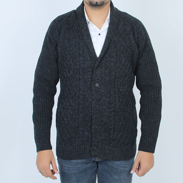 Men's Cardigan Full Sleeves Sweater - Charcoal, Men's Sweater & Sweat Shirts, Eminent, Chase Value
