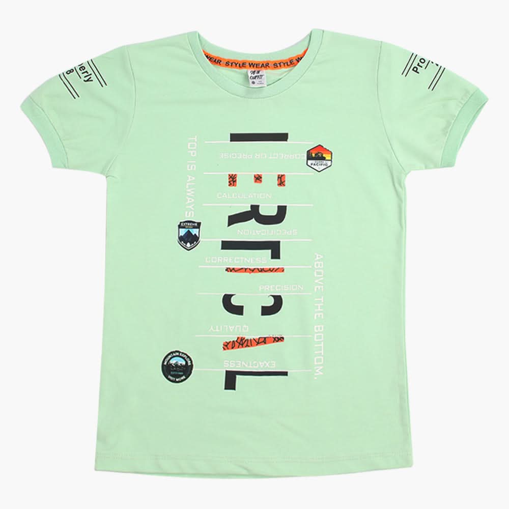 Boys Half Sleeves T-Shirt - Light Green, Boys T-Shirts, Chase Value, Chase Value