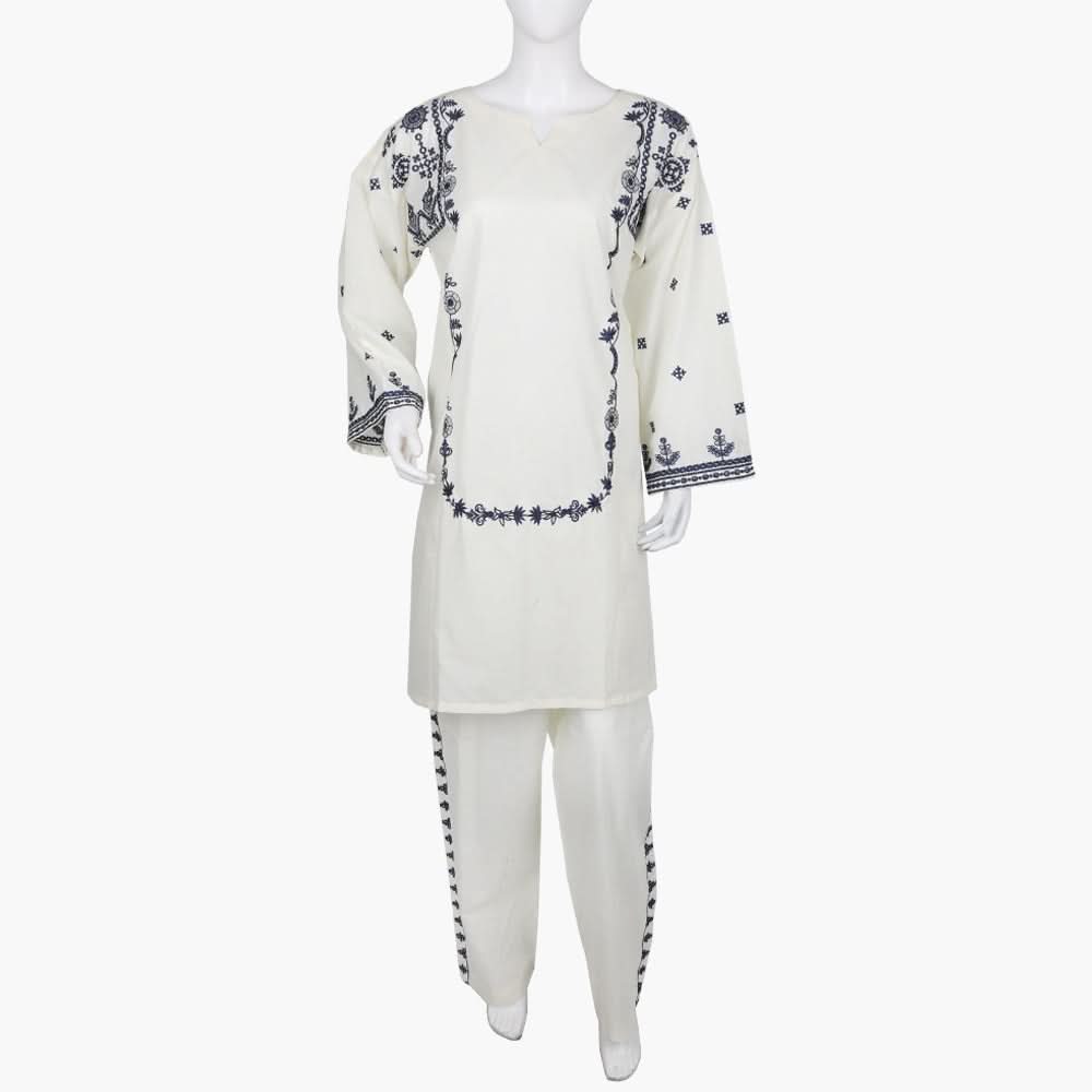 Women's Embroidered 2Pcs Suit - Off White, Women Shalwar Suits, Chase Value, Chase Value