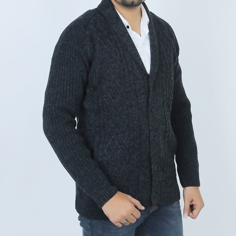 Men's Cardigan Full Sleeves Sweater - Charcoal, Men's Sweater & Sweat Shirts, Eminent, Chase Value