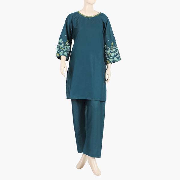 Women's Embroidered 2Pcs Shalwar Suit - Teal, Women Shalwar Suits, Chase Value, Chase Value
