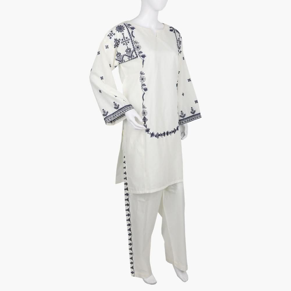 Women's Embroidered 2Pcs Suit - Off White, Women Shalwar Suits, Chase Value, Chase Value