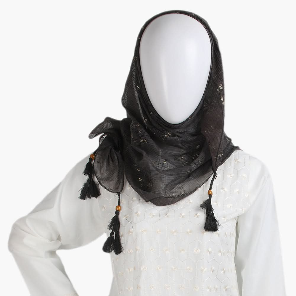 Women's Cotton Gold Print Scarf - Dark Grey, Women Shawls & Scarves, Chase Value, Chase Value