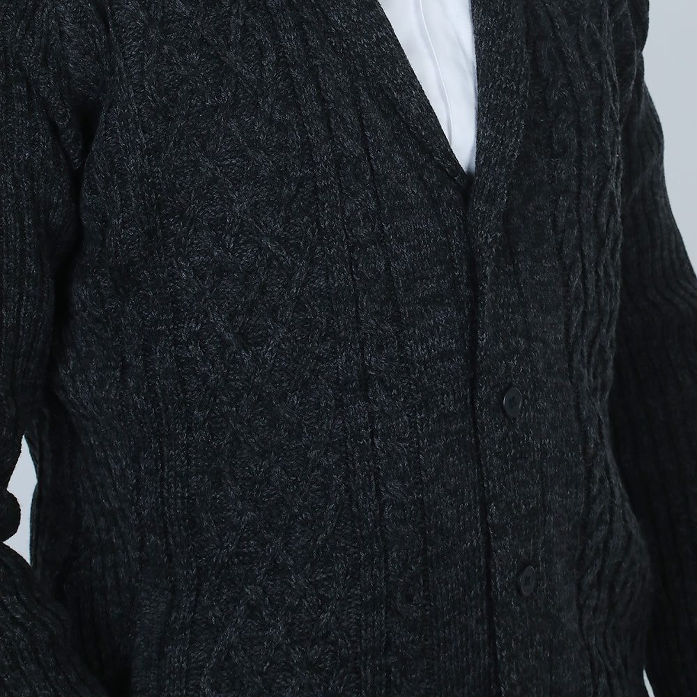 Men's Cardigan Full Sleeves Sweater - Charcoal, Men's Sweater & Sweat Shirts, Eminent, Chase Value