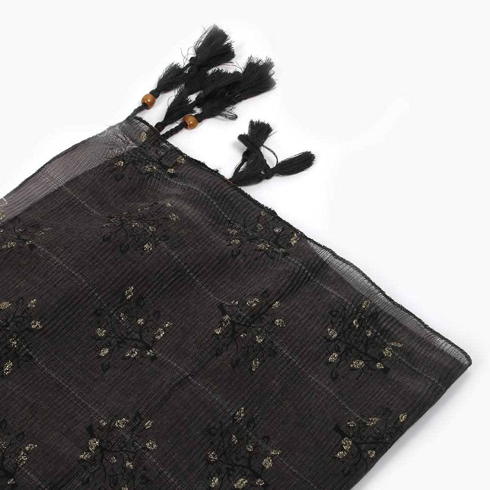 Women's Cotton Gold Print Scarf - Dark Grey, Women Shawls & Scarves, Chase Value, Chase Value