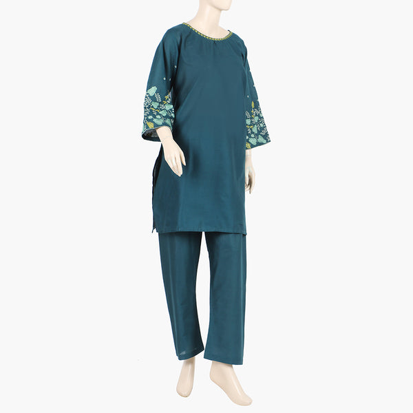 Women's Embroidered 2Pcs Shalwar Suit - Teal