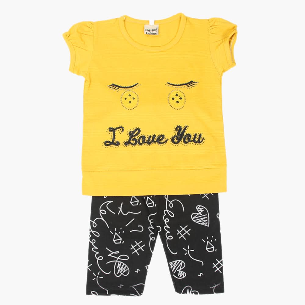 Girls Half Sleeves Suit - Musturd, Girls Suits, Chase Value, Chase Value