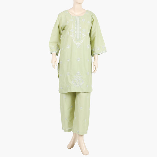 Women's Embroidered 2Pcs Shalwar Suit - Pista, Women Shalwar Suits, Chase Value, Chase Value