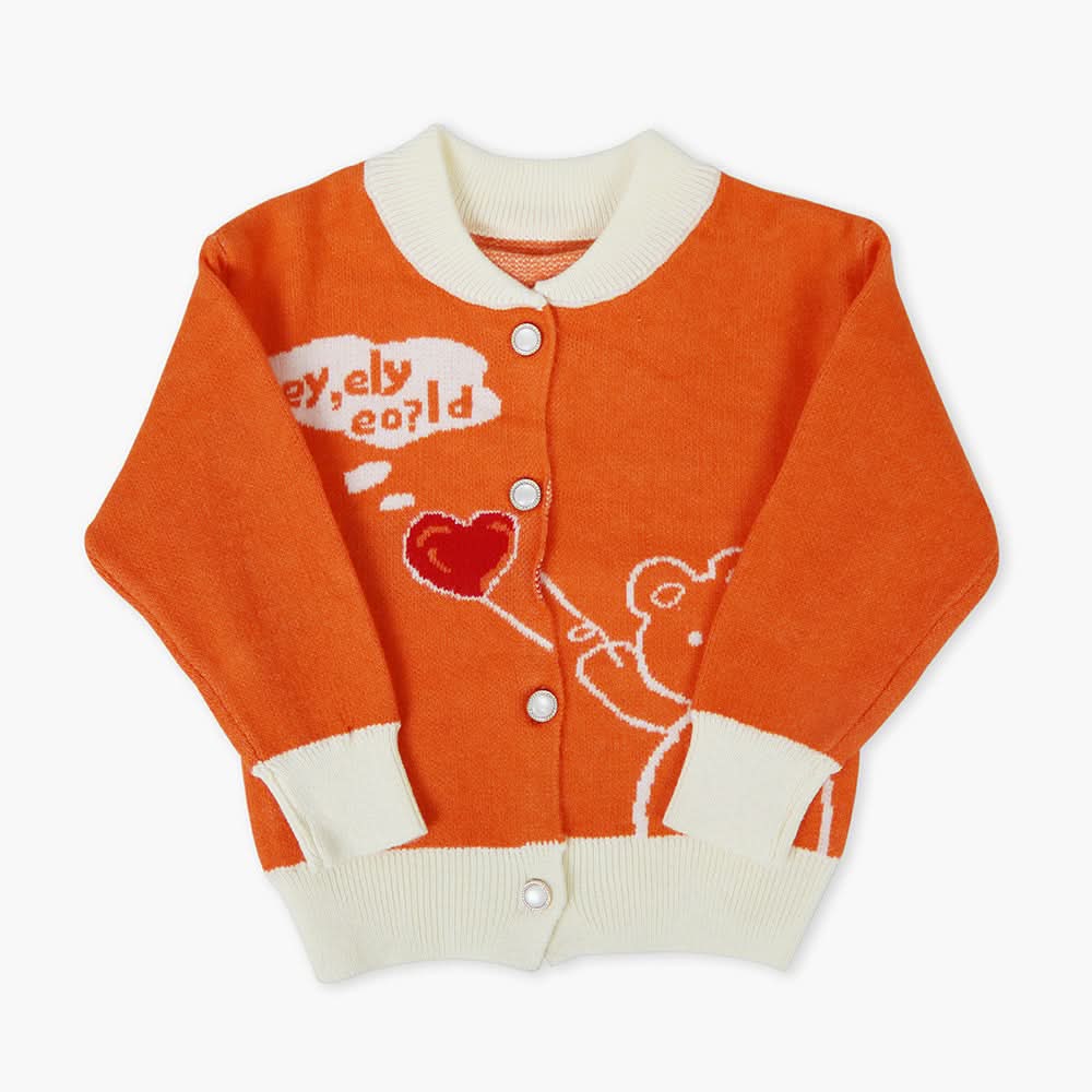 Newborn Girls Sweater - Orange, Newborn Girls Winterwear, Chase Value, Chase Value