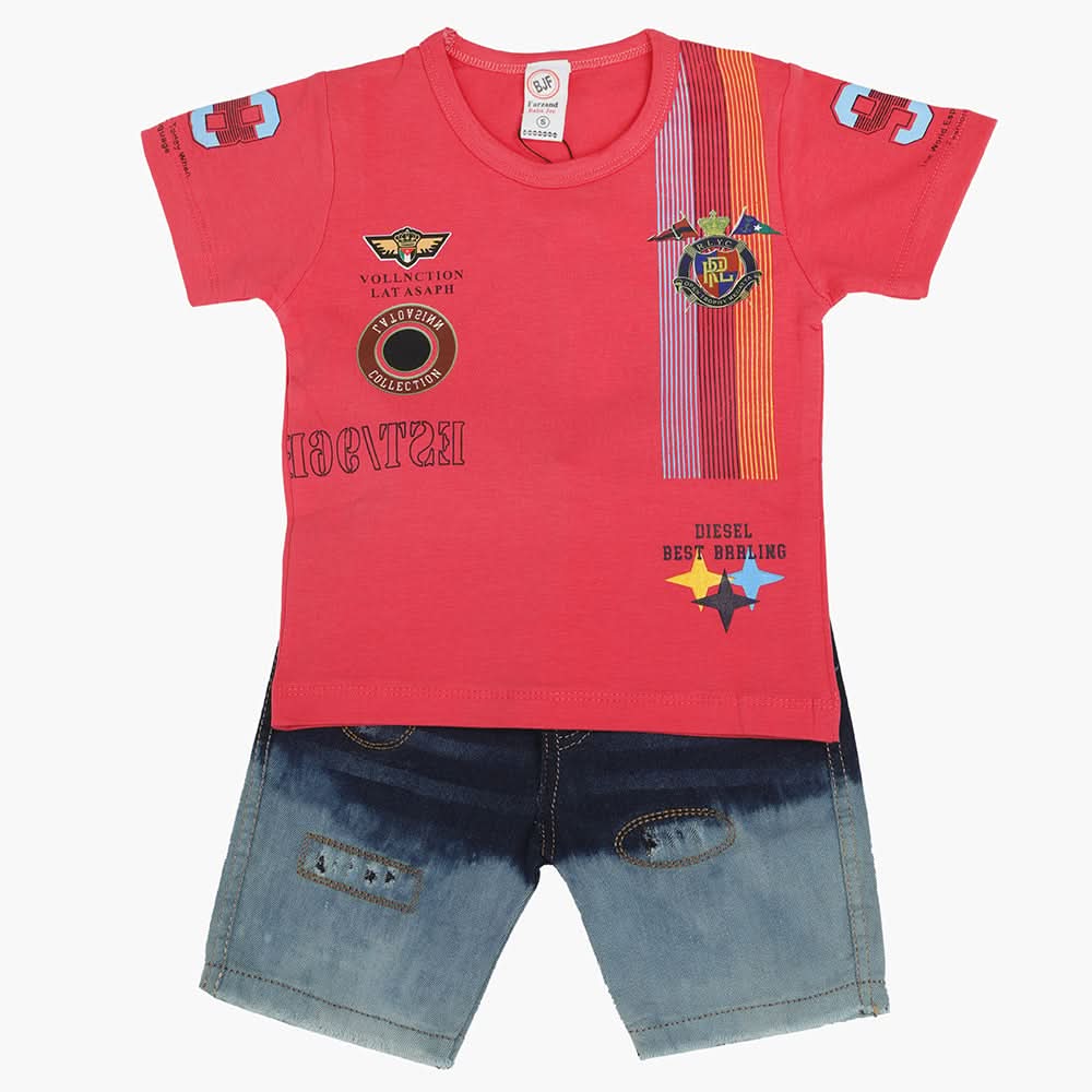 Boys Half Sleeves Suit - Dark Pink, Boys Sets & Suits, Chase Value, Chase Value