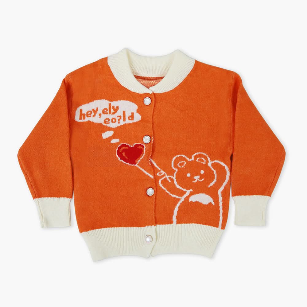 Newborn Girls Sweater - Orange, Newborn Girls Winterwear, Chase Value, Chase Value