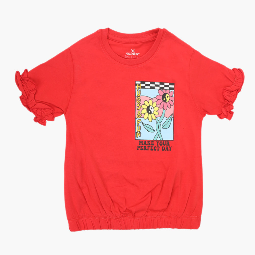 Eminent Girls Half Sleeves T-Shirt - Red, Girls T-Shirts, Eminent, Chase Value