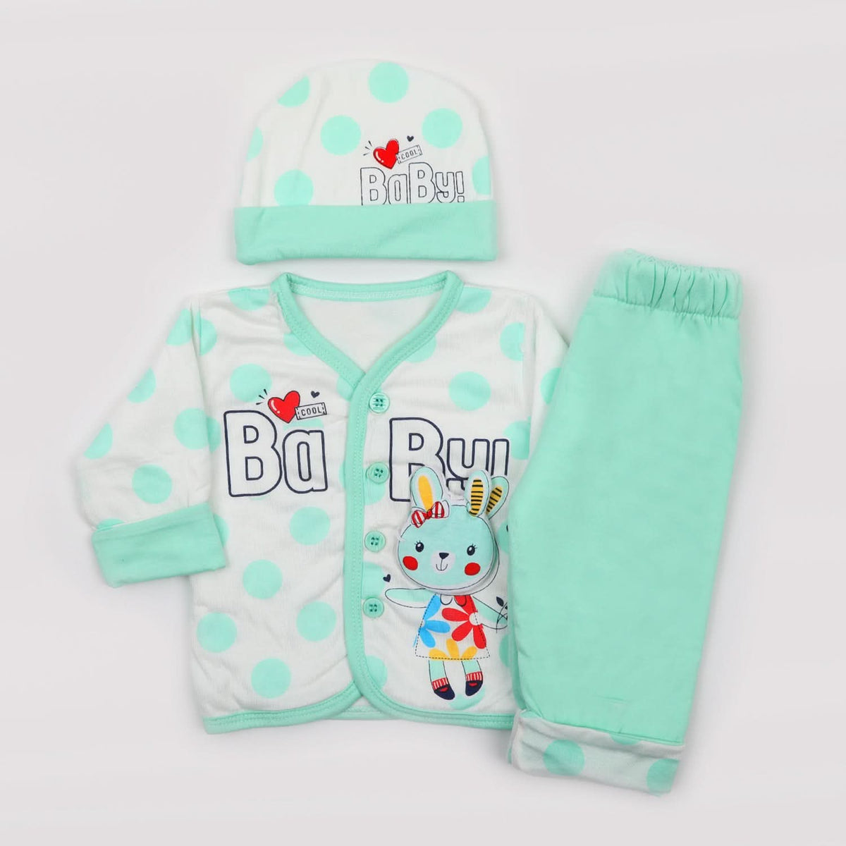 Newborn Girls Full Sleeves Suit - Cyan, Newborn Girls Sets & Suits, Chase Value, Chase Value