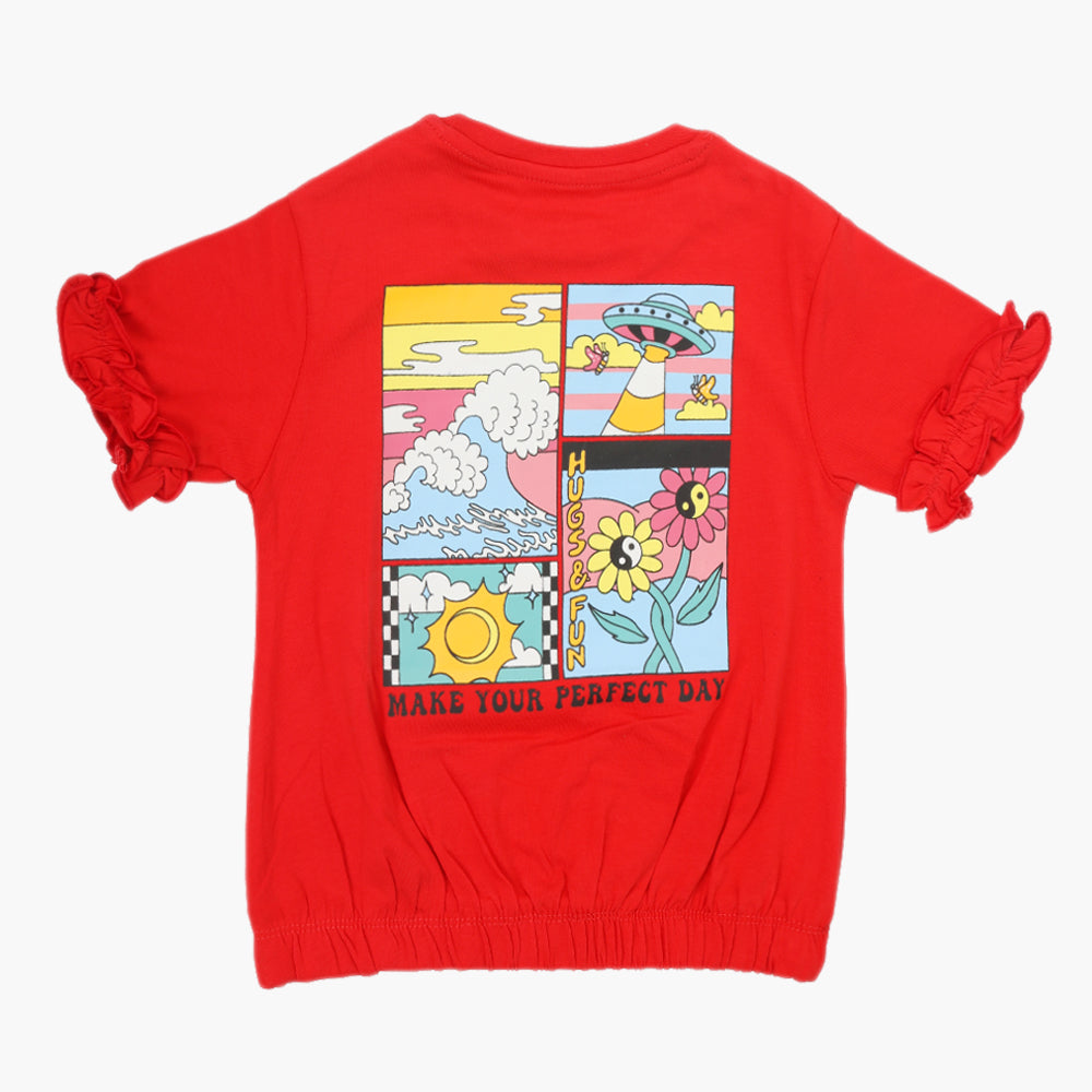 Eminent Girls Half Sleeves T-Shirt - Red, Girls T-Shirts, Eminent, Chase Value