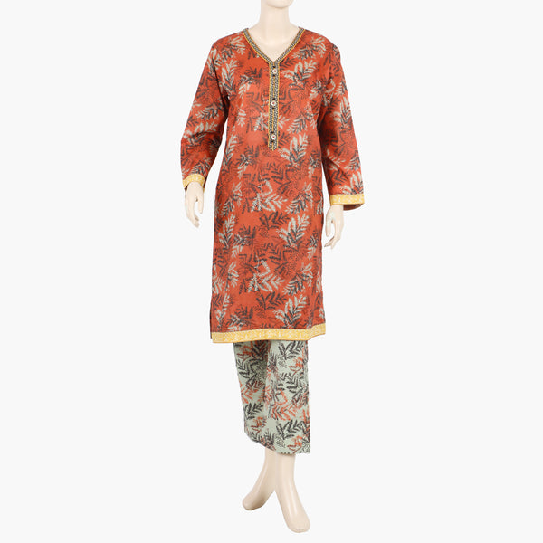 Women's Printed Co-Ord Set - Rust, Women Shalwar Suits, Chase Value, Chase Value