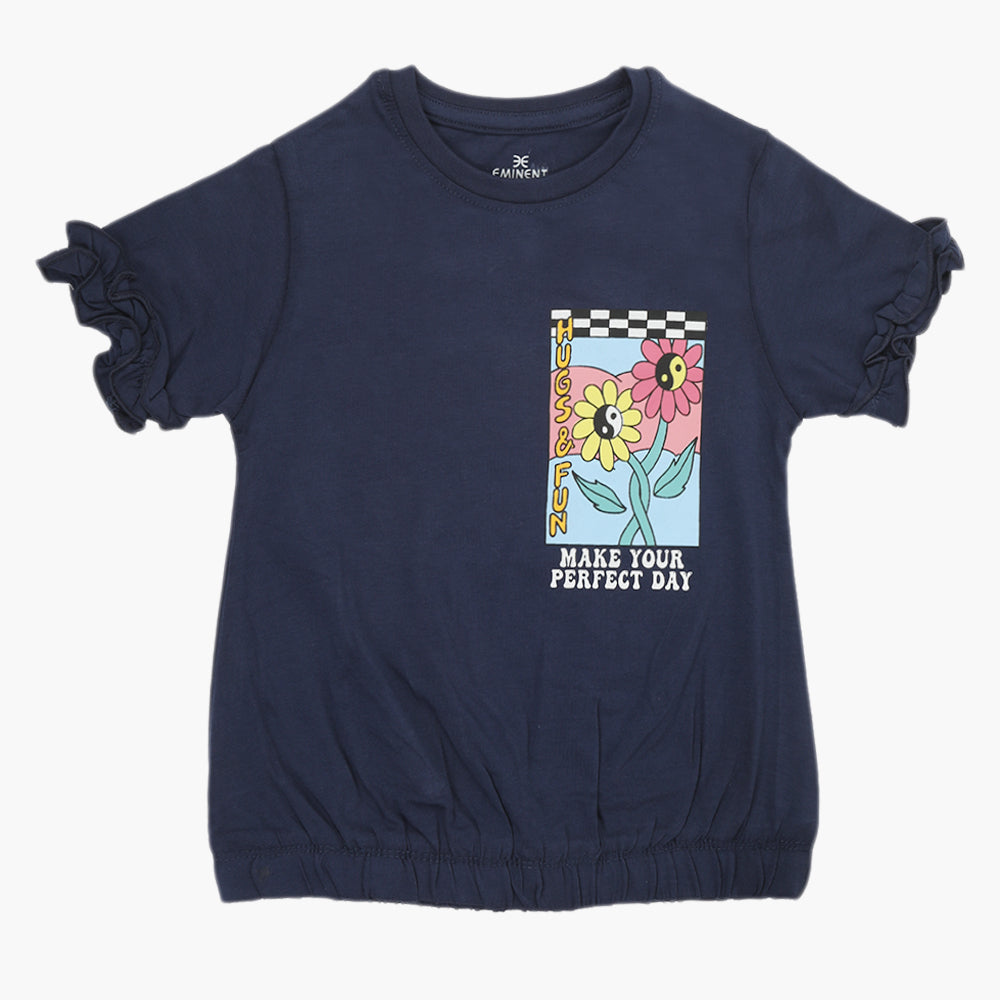 Eminent Girls Half Sleeves T-Shirt - Navy Blue, Girls T-Shirts, Eminent, Chase Value