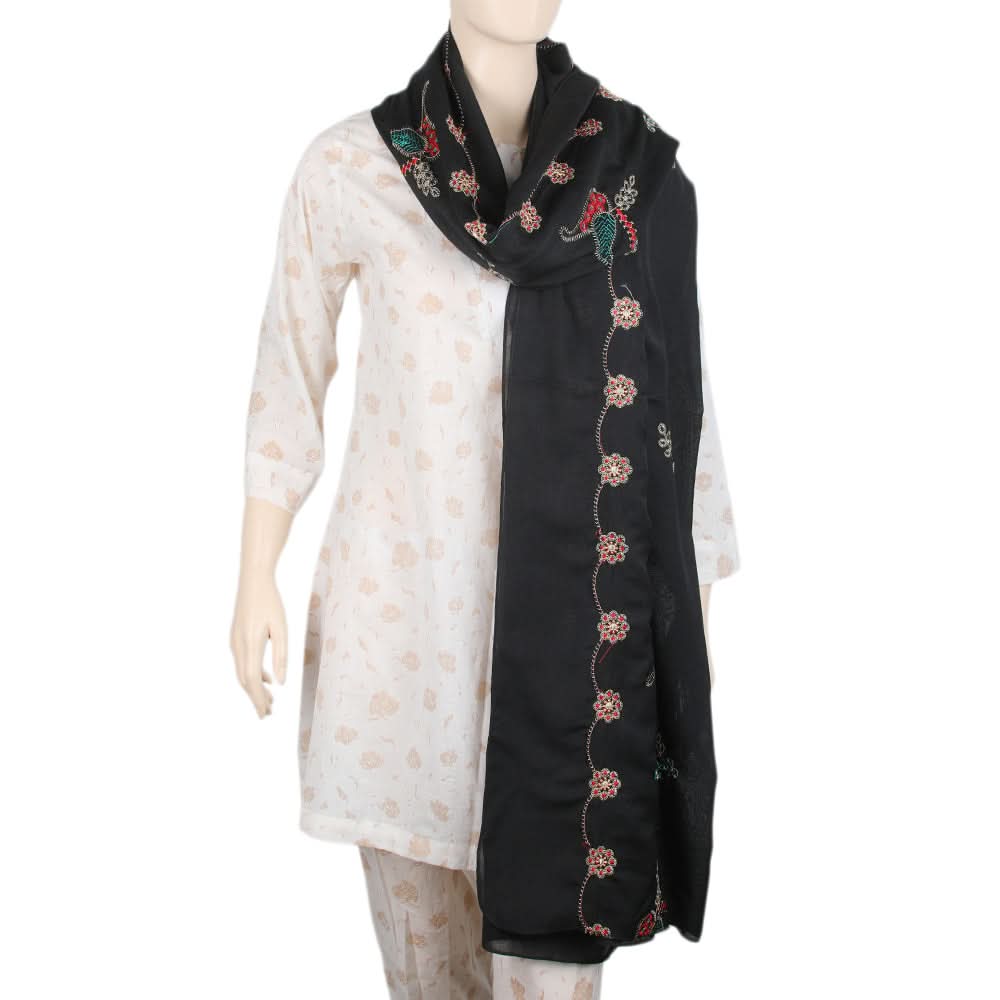 Women's Embroidered Dupatta - Black, Women Dupatta, Chase Value, Chase Value