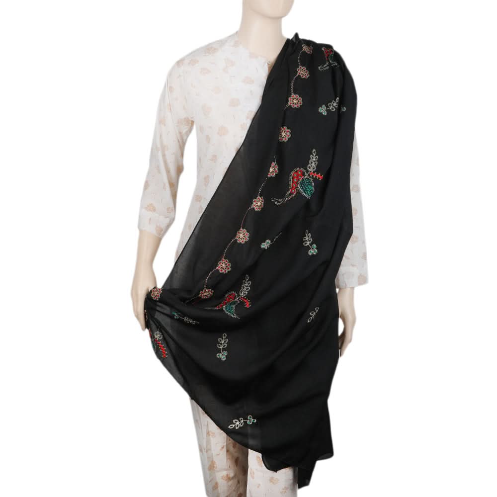 Women's Embroidered Dupatta - Black, Women Dupatta, Chase Value, Chase Value