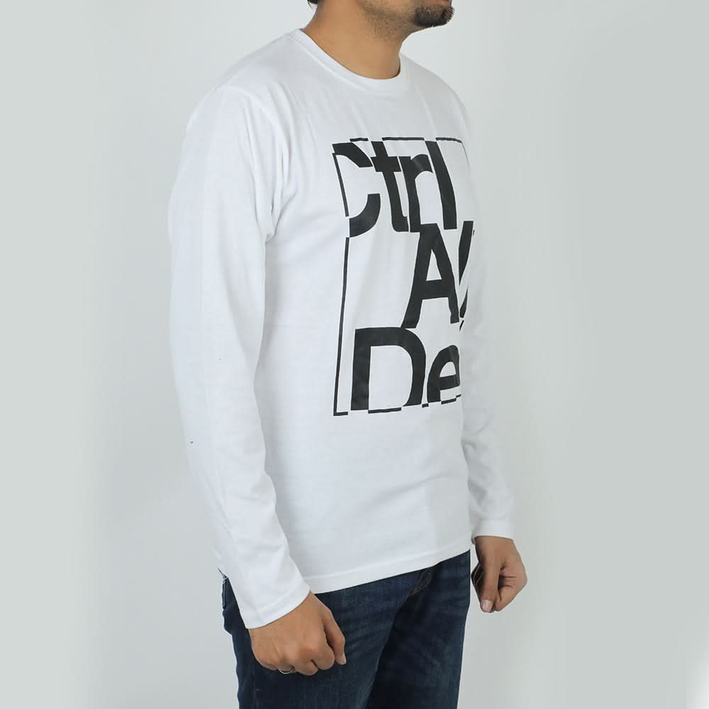 Men's Full Sleeves T-Shirt - White, Men's T-Shirts & Polos, Chase Value, Chase Value